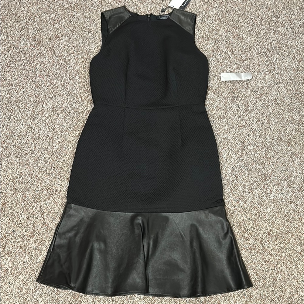 Nwt Magaschoni Ny Black Mixed Media Dress.